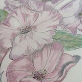 Tableau botanique fleurs roses