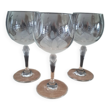 3 verres à vin  ballon en cristal de bohème