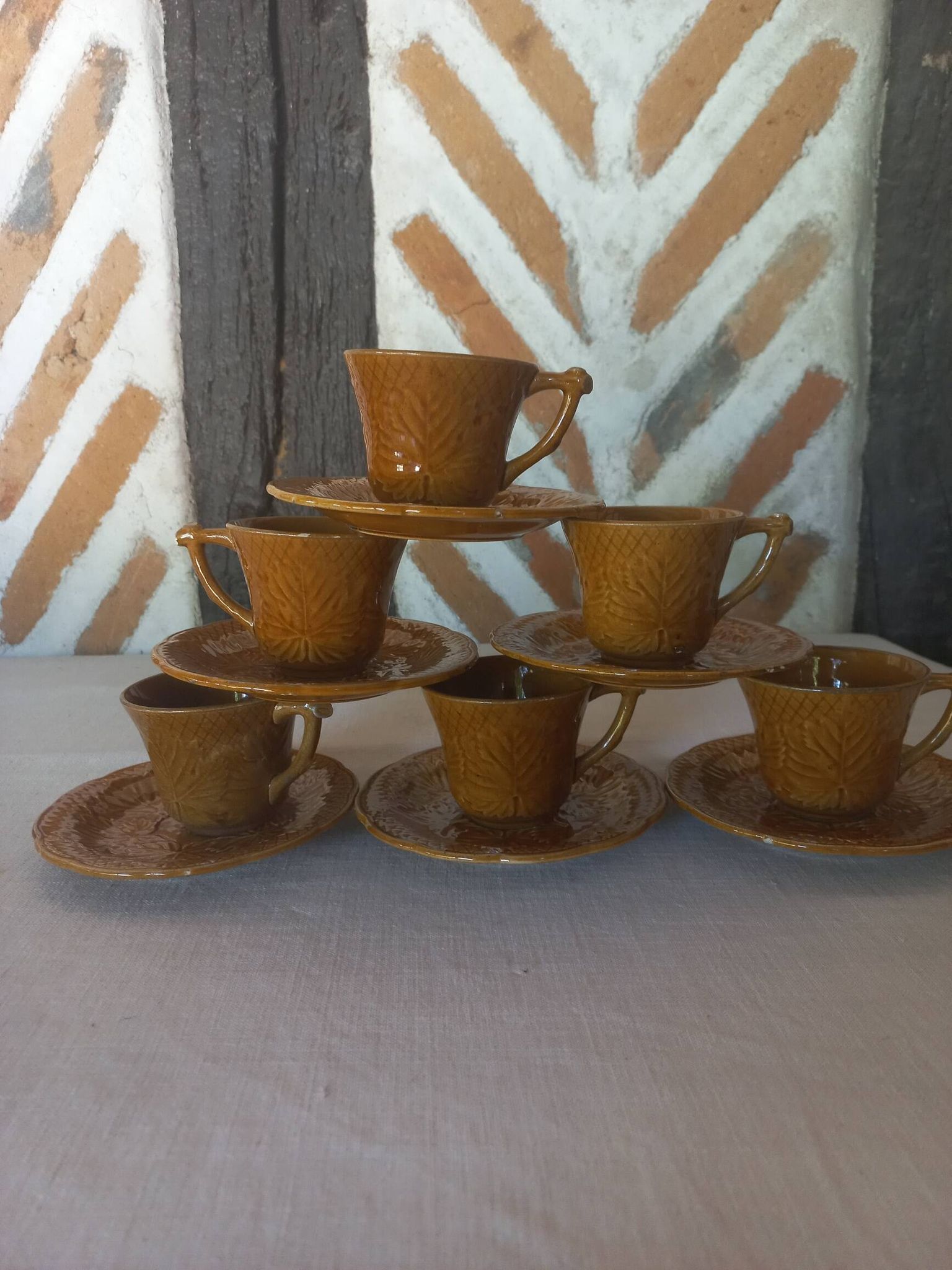 Tasses soucoupes service à café Gien Primefleur