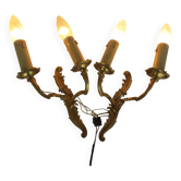 Pair of double wall lights in gilded bronze