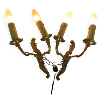Pair of double wall lights in gilded bronze