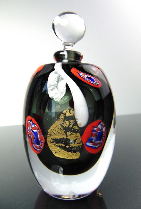 Maxence Parot - Unique Opaline and Gold Color Transparency Bottle - Glass