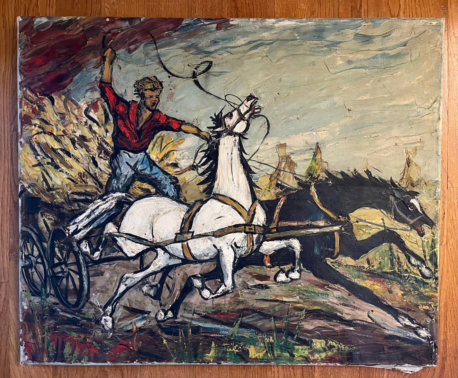 Painting: Oil on canvas - horses in dressage