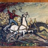 Painting: Oil on canvas - horses in dressage