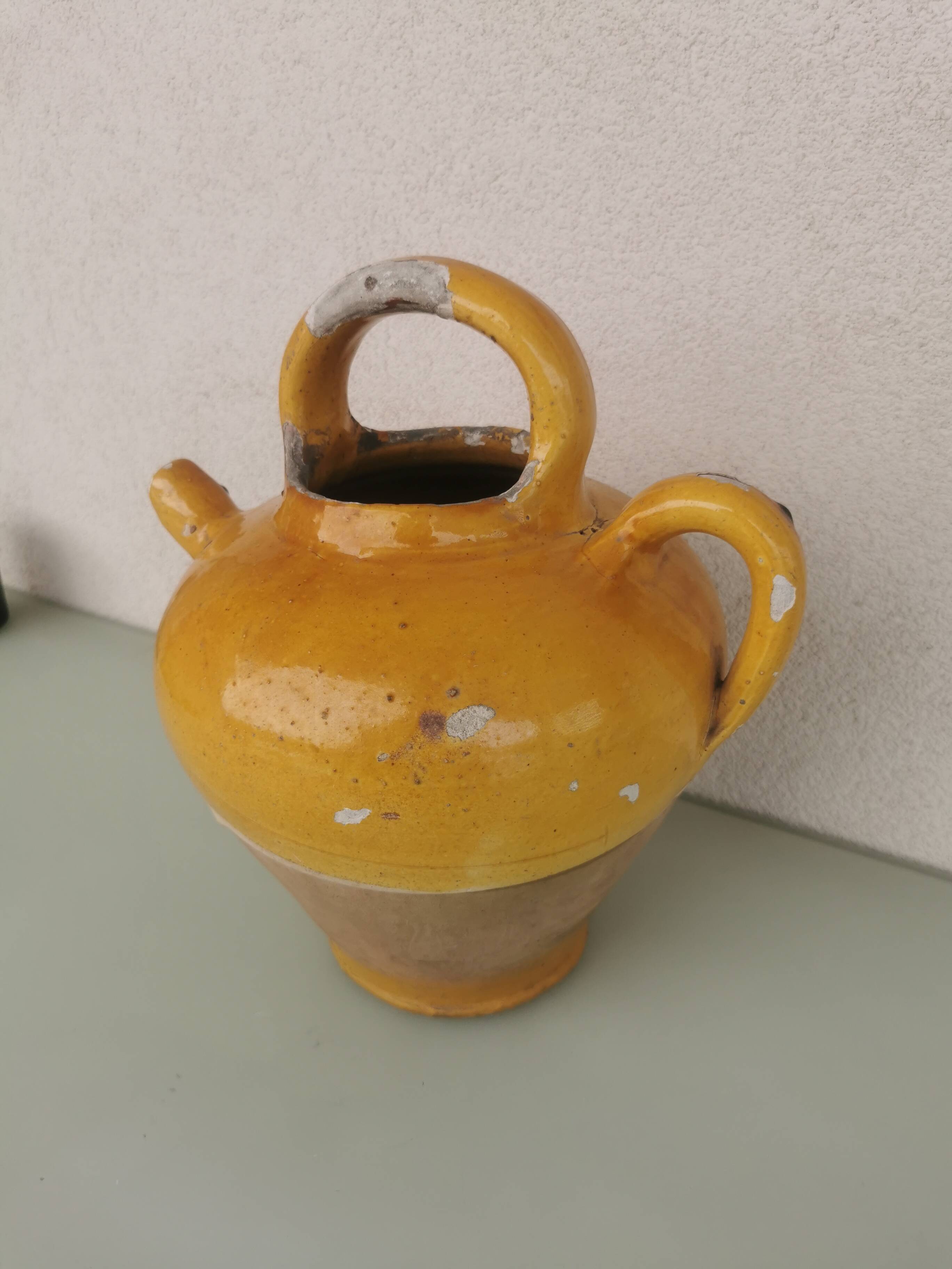 Yellow stoneware jug