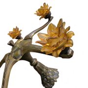 5 arms Art Deco / Art Nouveau / brass hanging lamp / Hand blown floral shades