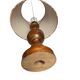 Vintage, large wooden base lamp with shade from around 1970.