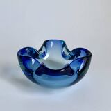 Murano Glass Bowl in Deep Blue and Mint Green