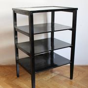 Late 1940s Czechoslovak Functionalist Étagère in Black Wood and Bevelled Gl