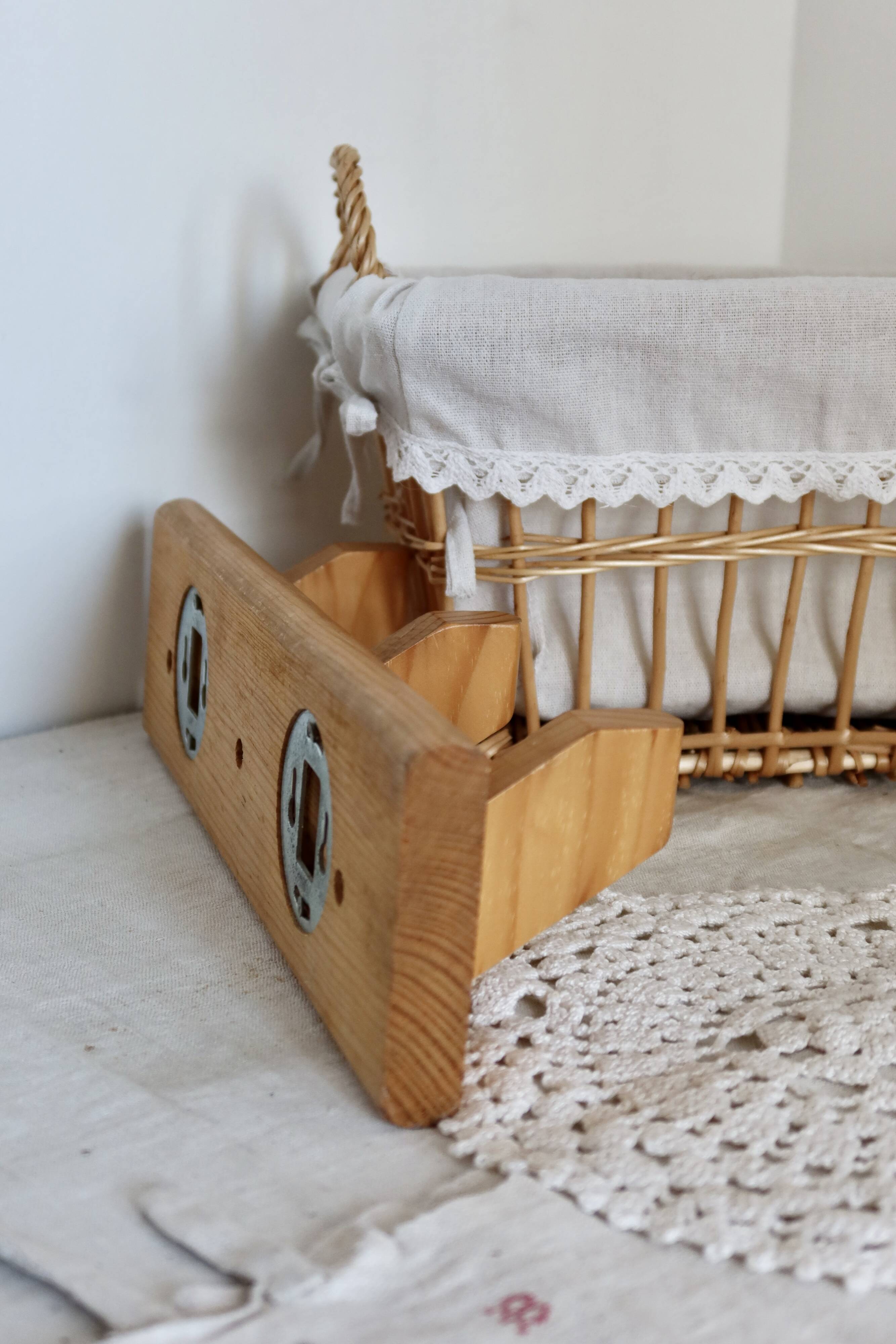 Vintage pine wall coat rack with 3 hooks