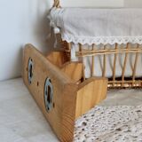 Vintage pine wall coat rack with 3 hooks