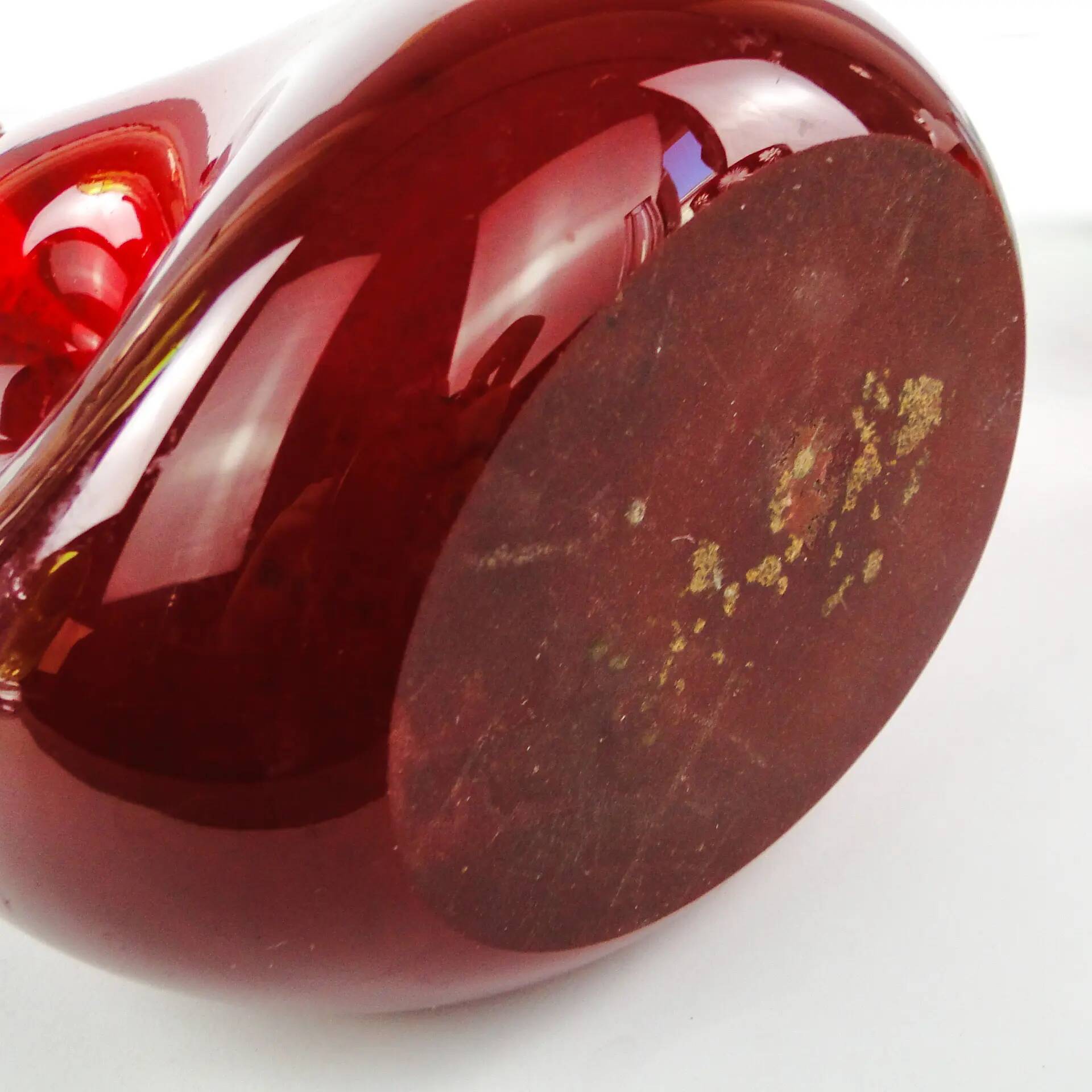 Mid-century modern vase, red glass, Poland, 1970s