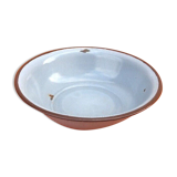 Bassine tôle émaillée gris avec liseré marron années 1940