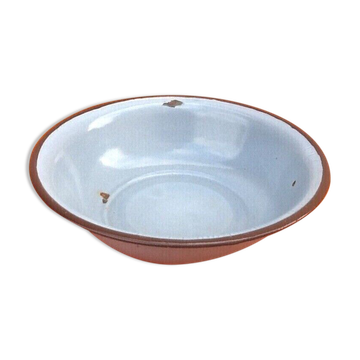 1940s basin, bowl glazed sheet metal gray with brown edging