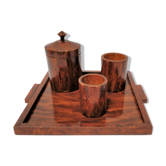 Small tray and wooden pots