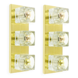 Pair of Large Crystal Glass & Brass Wall Lights/Sconces from Peill & Putzler, Germany, 1970s