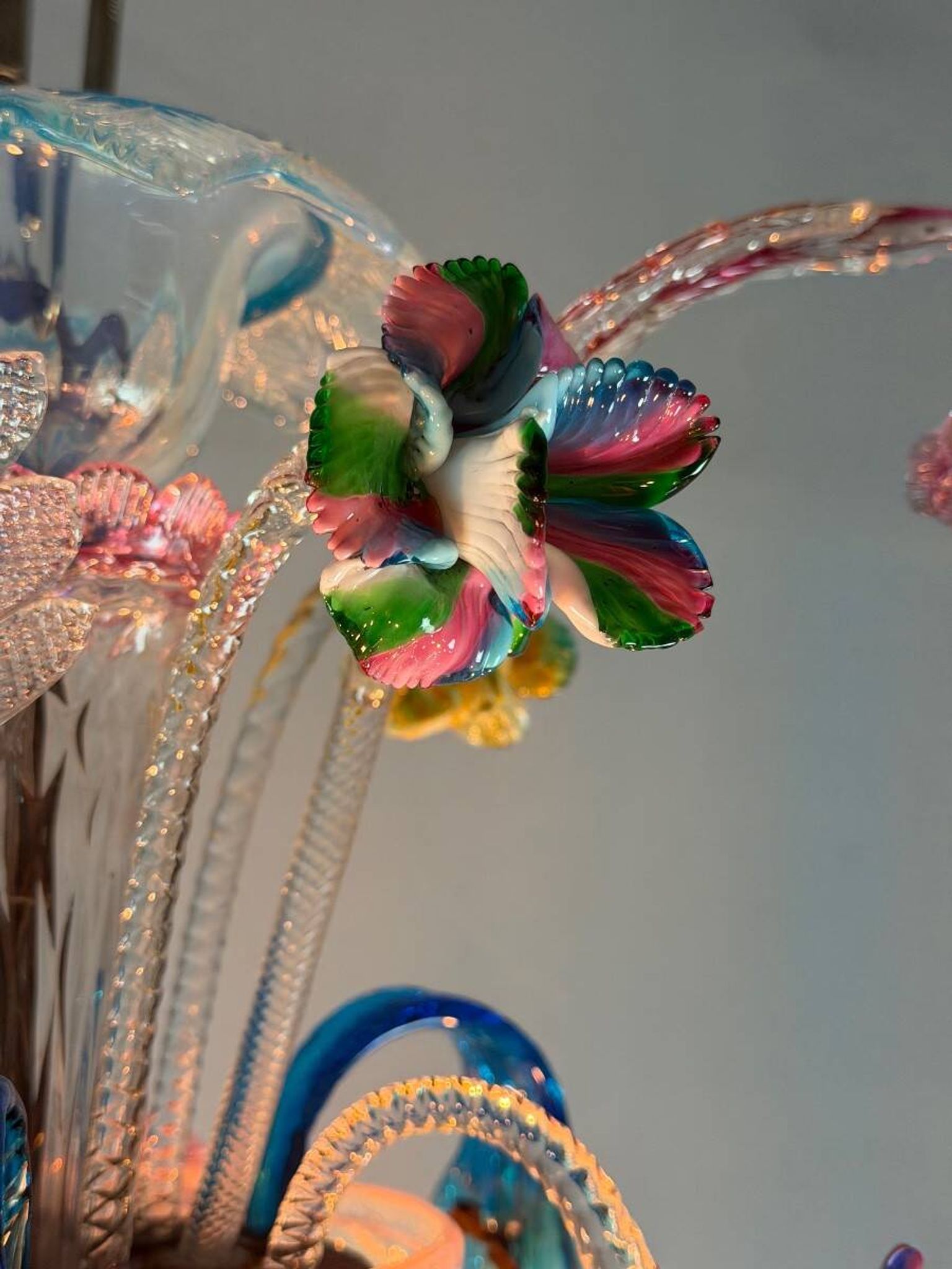 Lustre vénitien en verre de Murano multicolore, vers 1930