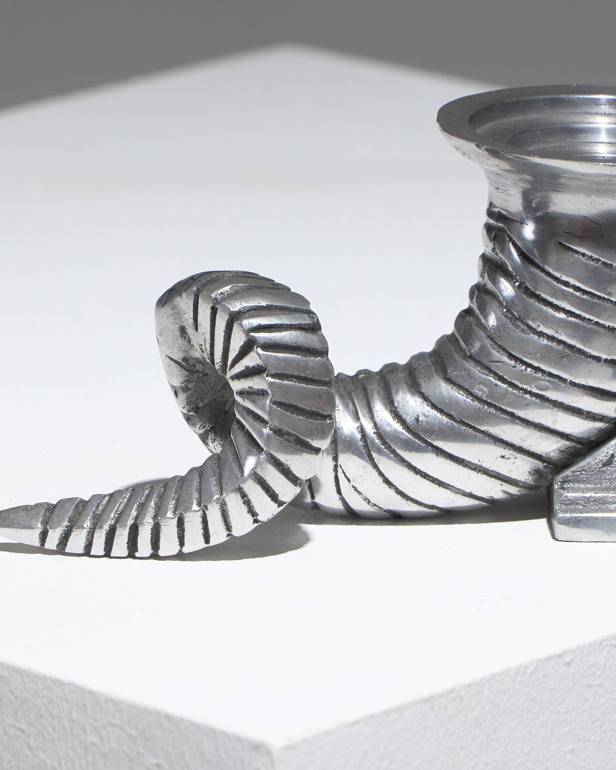 Pair of Horn Silver-Plated Candlesticks, 1960s