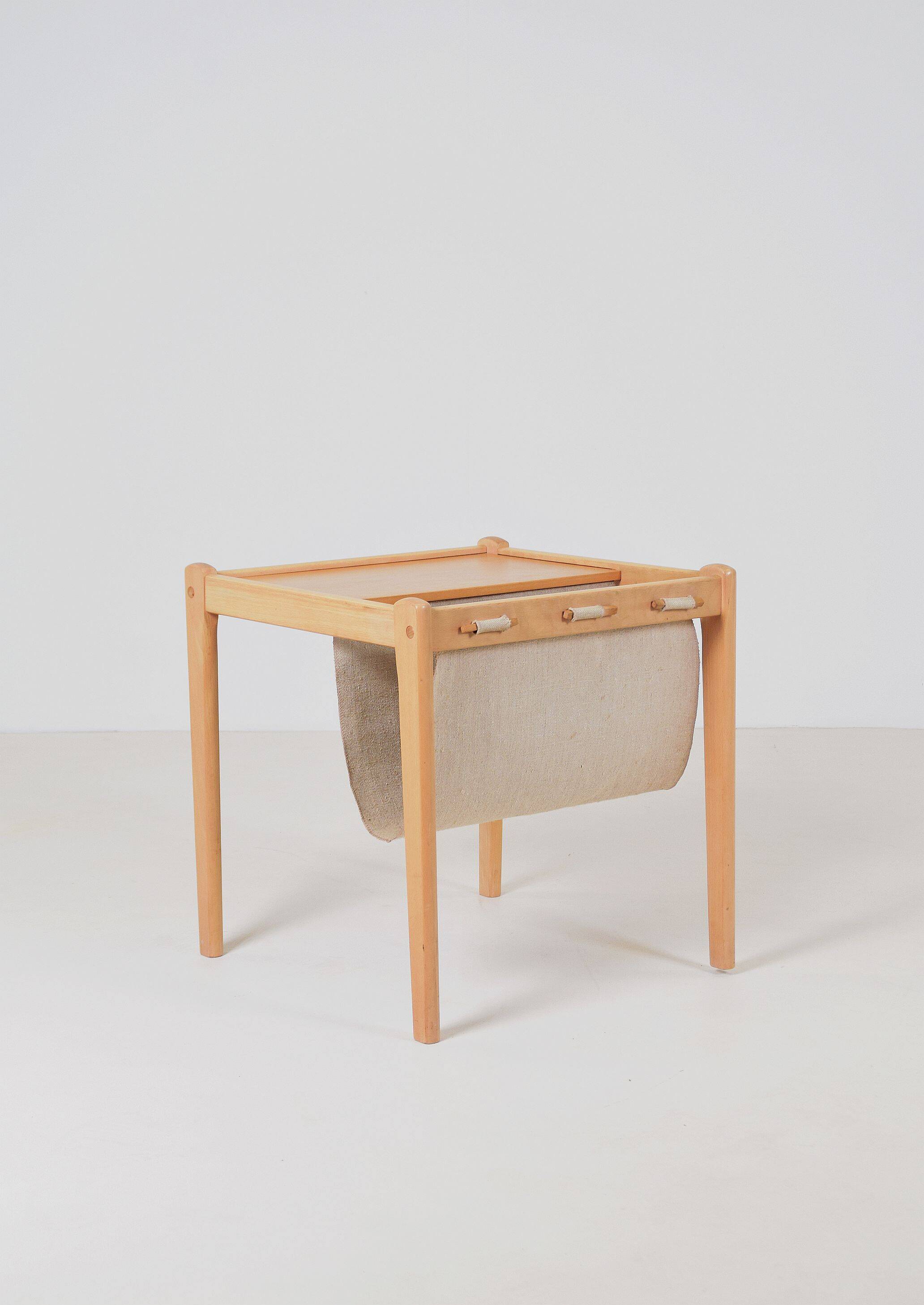 Danish side table with magazine holder by S.P. Jensen for BRDR Furbo