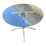 Chrome table with glass dining top from the 1980s.