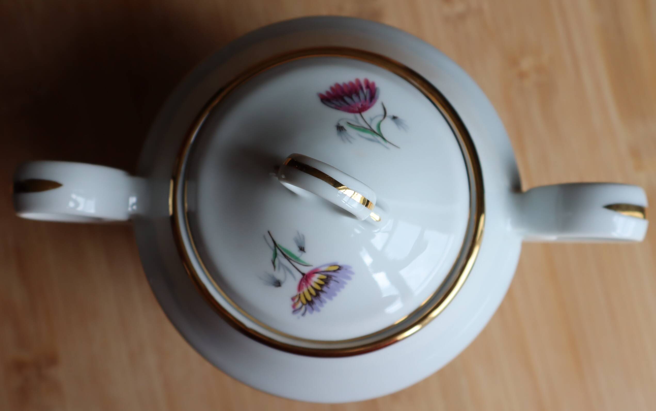 Vintage sugar bowl in fine porcelain - M&S Made in Berry Limoges clay