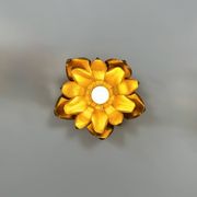 Set of 3 vintage flower wall lights, gold metal, France, 1970.
