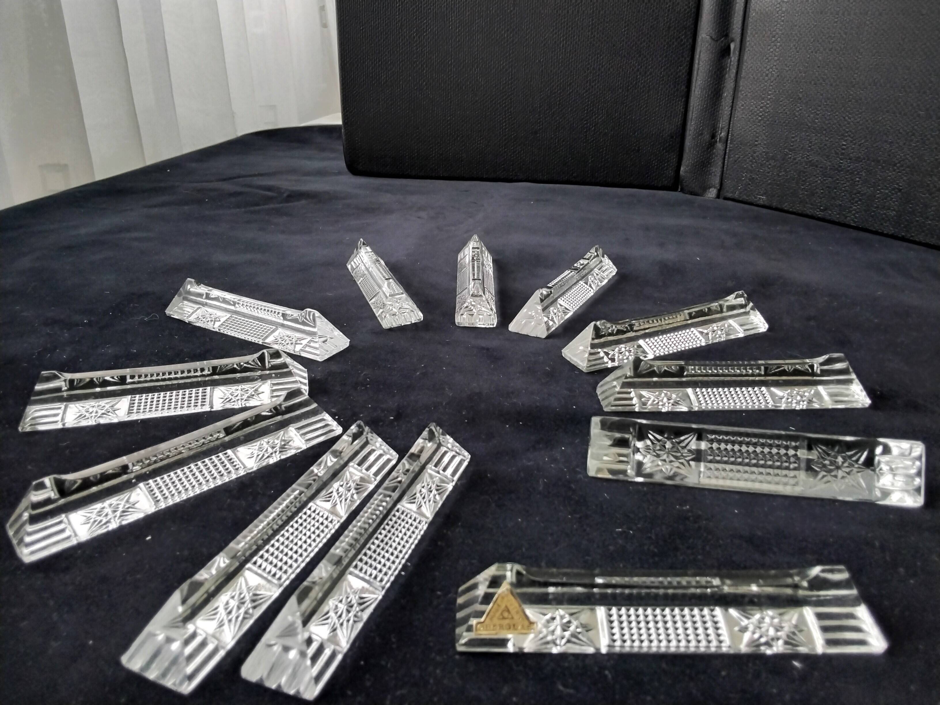 Box of 12 crystal knife holders Oberglas Austria