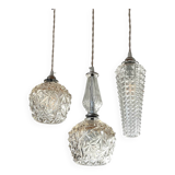 Triple suspension cascade three tulips crystal and vintage chrome