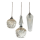 Triple suspension cascade three tulips crystal and vintage chrome