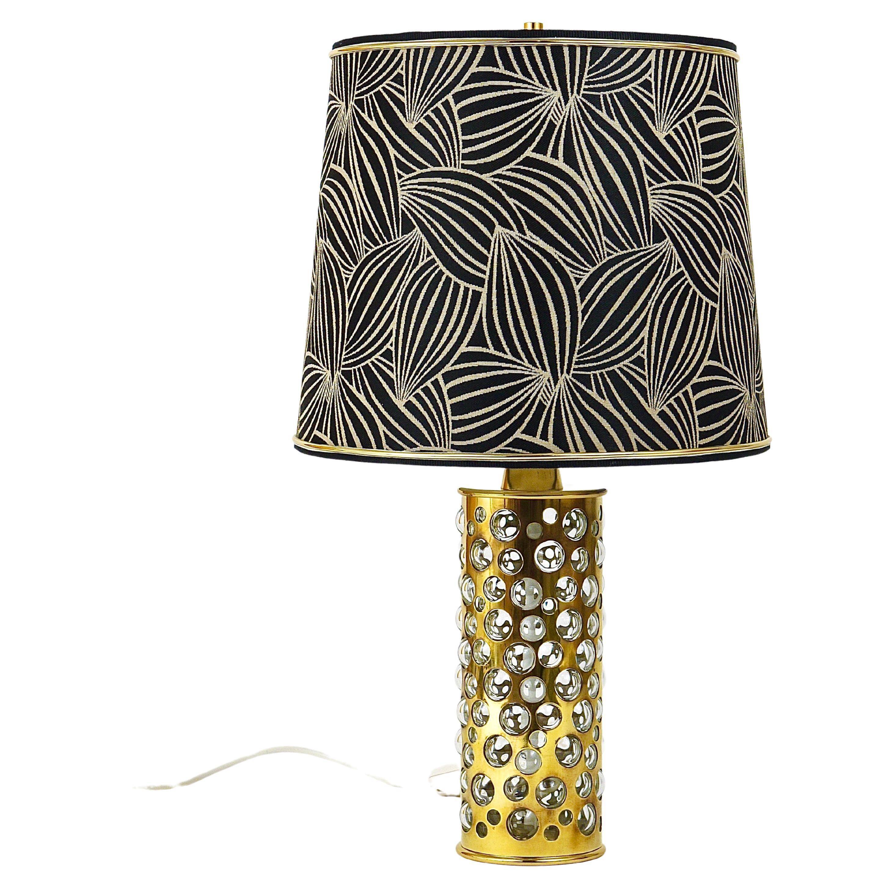 Rupert table lamp by Nikoll mid-century in brass tube and bubble glass, Austria, 1950s.