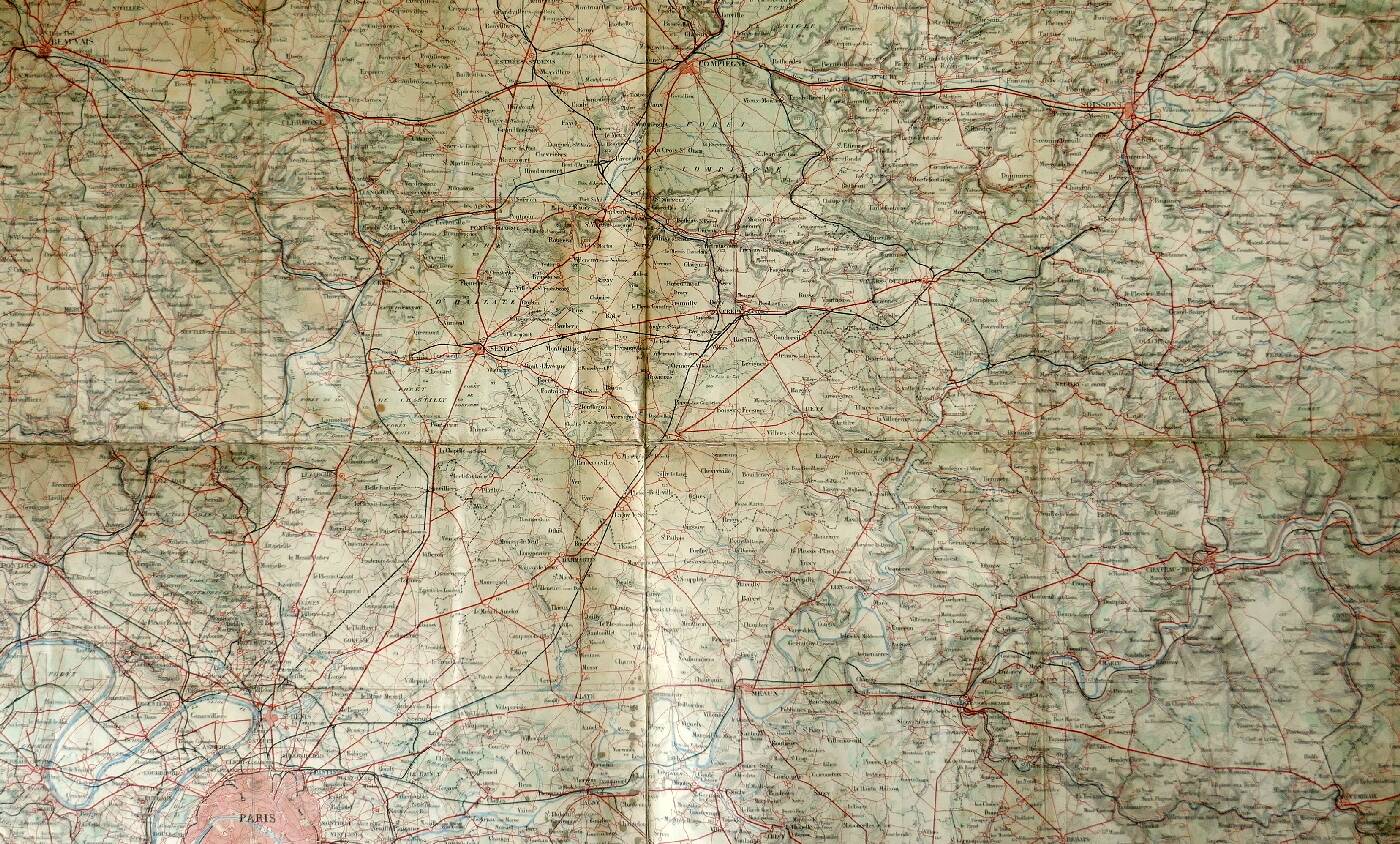 Old Map General Staff 1912 - Paris Beauvais Soissons Montmirail