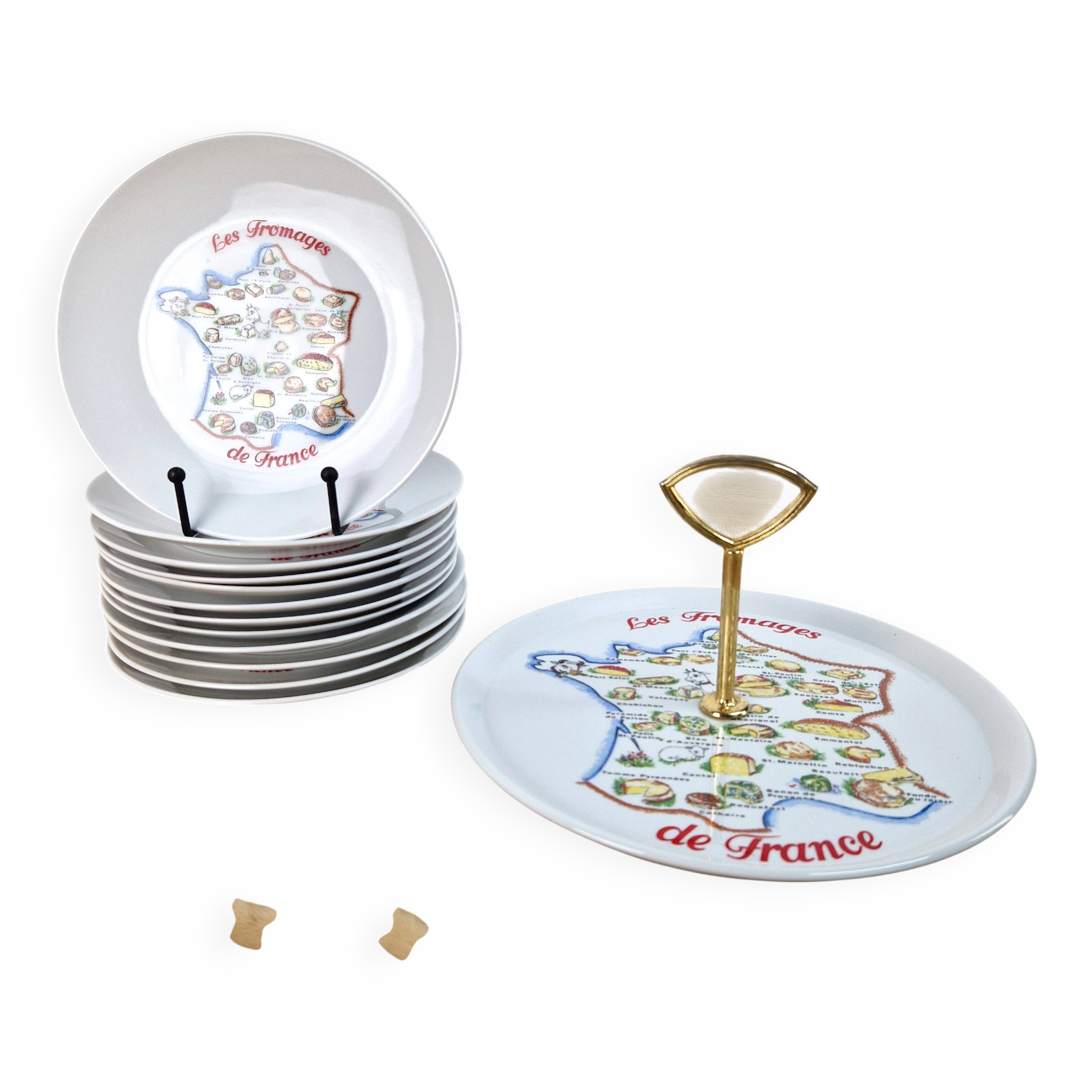 Cheese service Euro Porcelain - vintage plates and platter