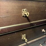 Commode 3 tiroirs de style Louis XVI, marbre et bronzes dorés