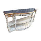 Wood console and polished steel top