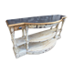Console bois et plateau acier poli