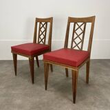 Pair of 1950s wooden cross-braced chairs