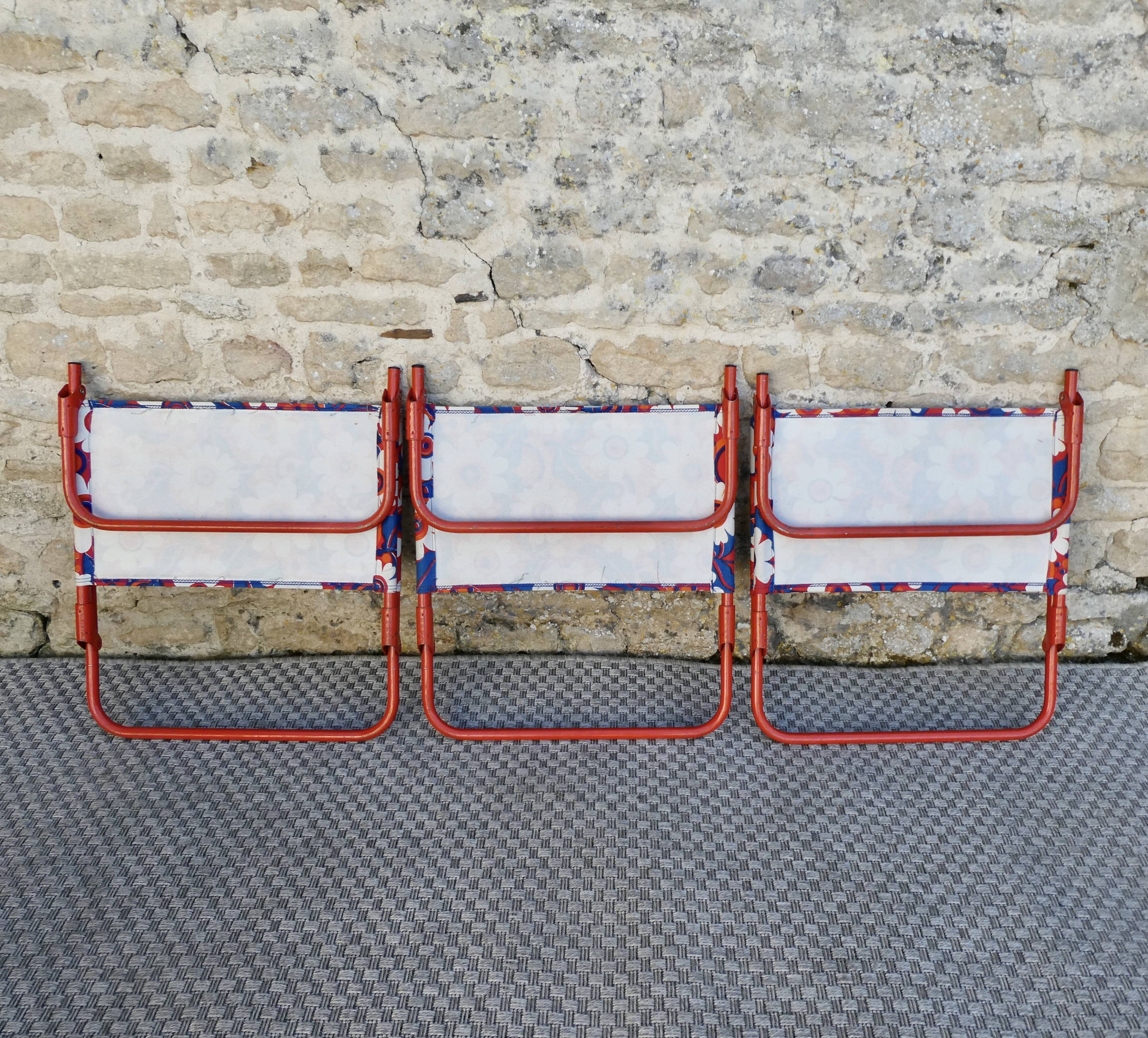 3 retro folding chairs, camping, beach, around 1970