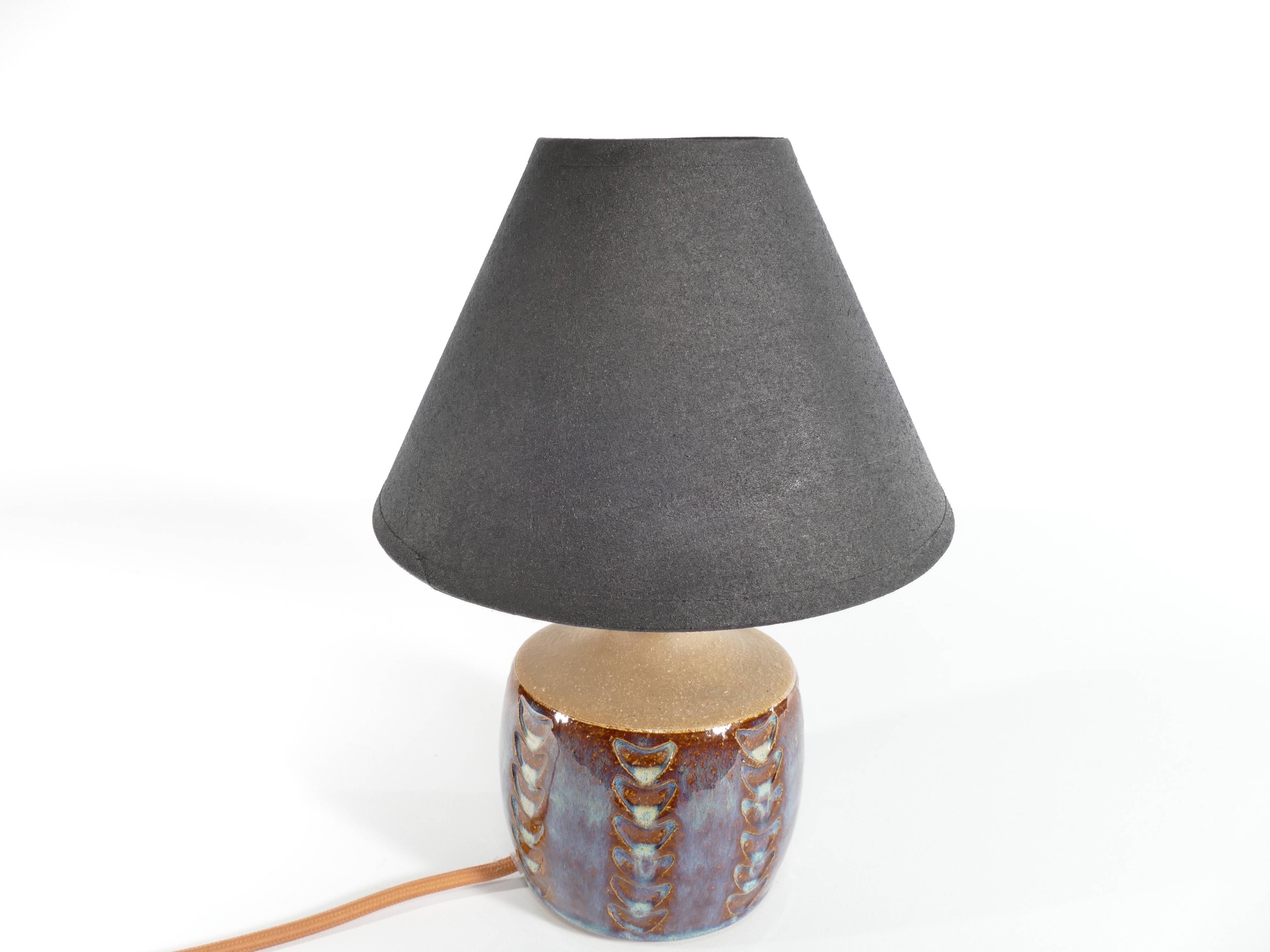Scandinavian Modern Blue Glazed Stoneware Table Lamp, Søholm Stentøj, 1960s