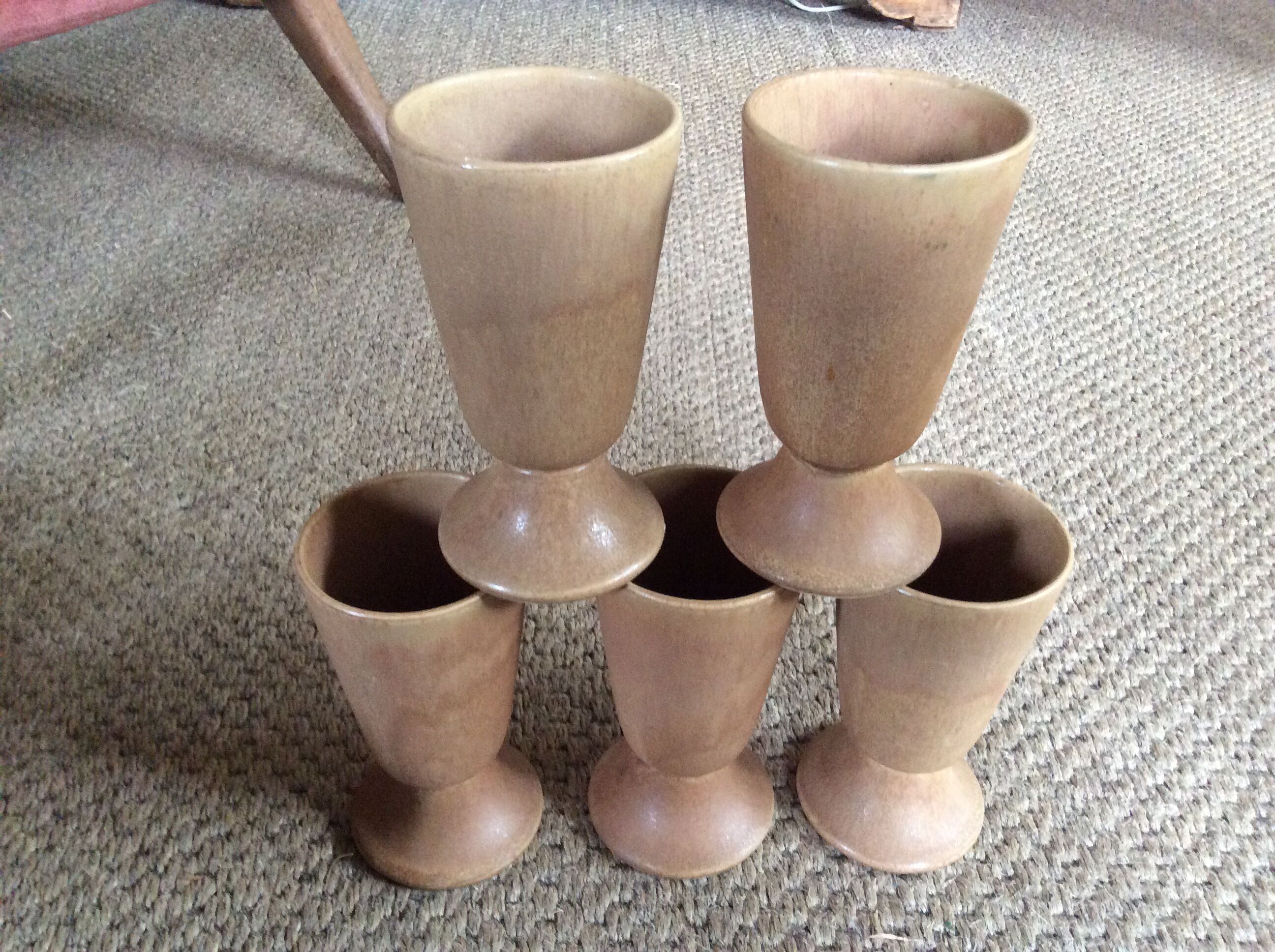 Series of 5 sandstone cups