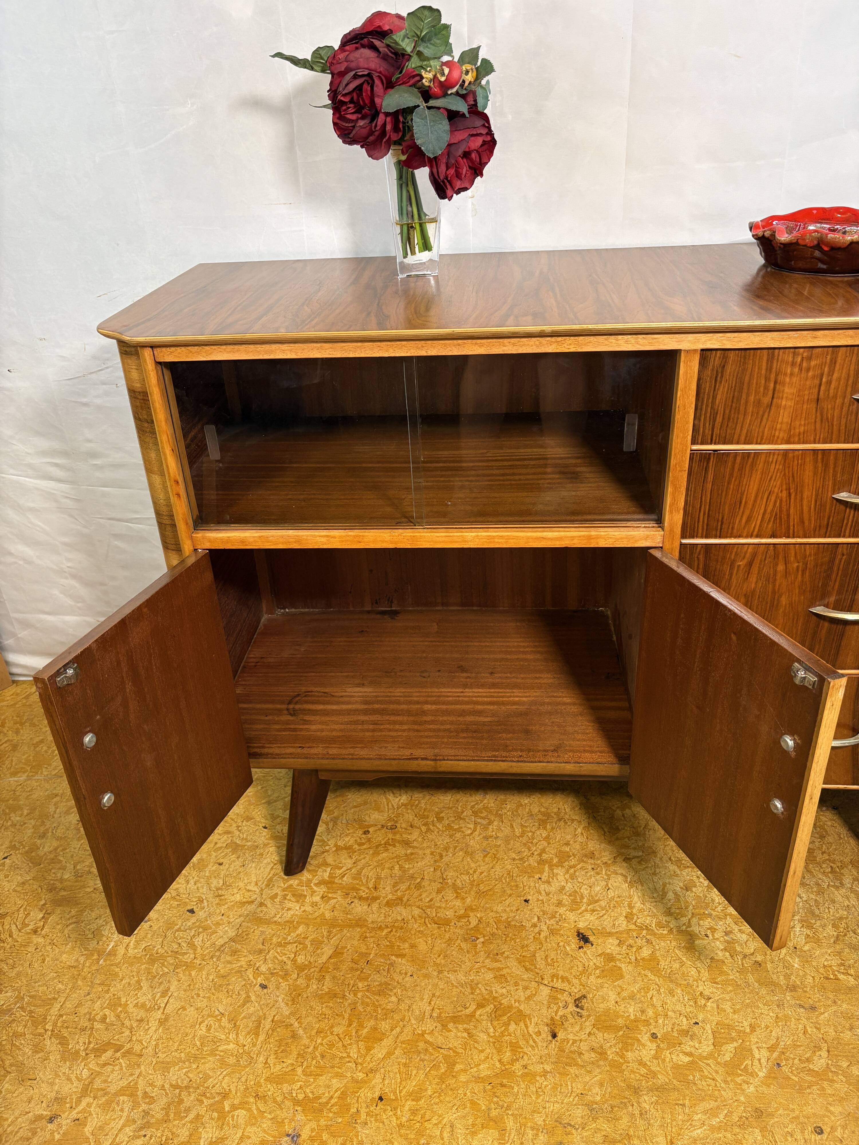 Mid-Century Modern Walnut Sideboard Cocktail Cabinet by František Jirák1960
