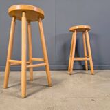 Alpine style chalet stools in wood, set of 11 - 1970s