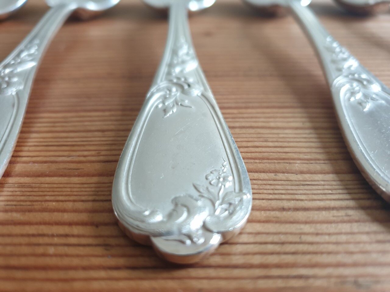 Old silver metal spoons