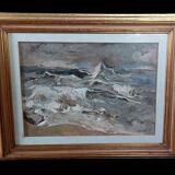 Giuseppe manfredi ( 1934 - 1987) marina peinture huile carton toile 70 x 50