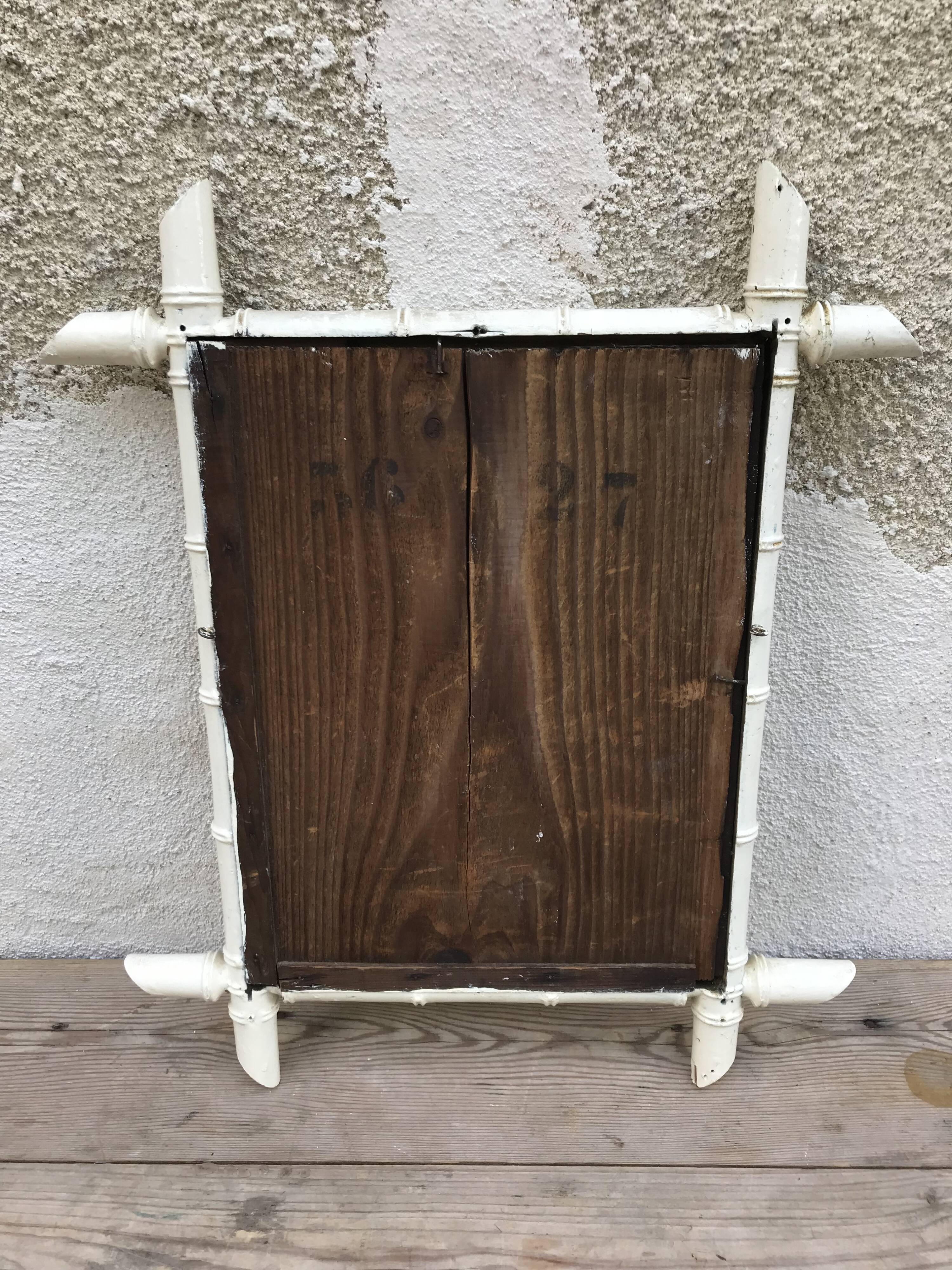 Mirror old wood bamboo 60s - 53x44cm