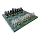 Acrylic & gilt brass chess set with marble board, Italy, 1970s