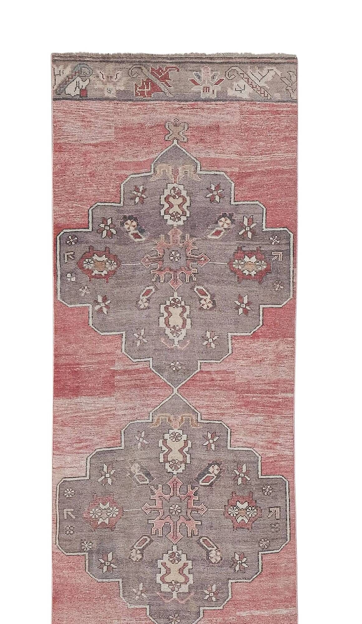 Vintage Turkish hallway rug 104x682 cm