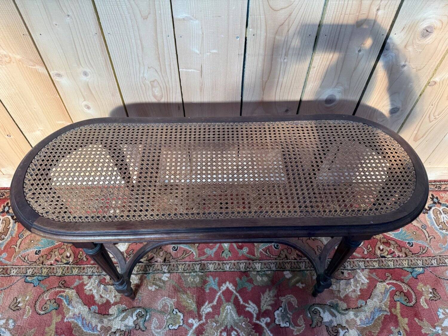 Piano bench – Louis XVI style – Six tapered legs – Caning