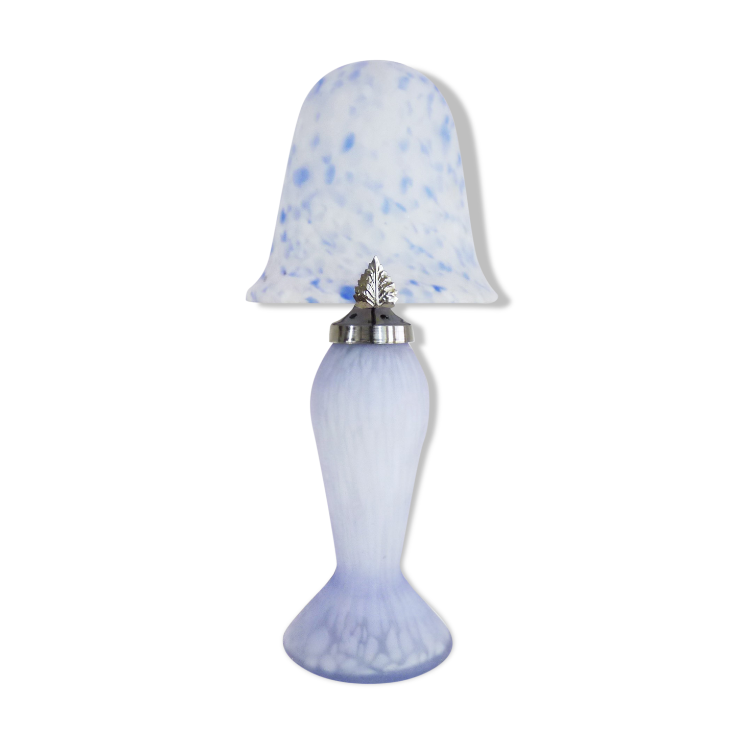 2-light white spotted glass paste mushroom lamp, Art Deco style. Year 60