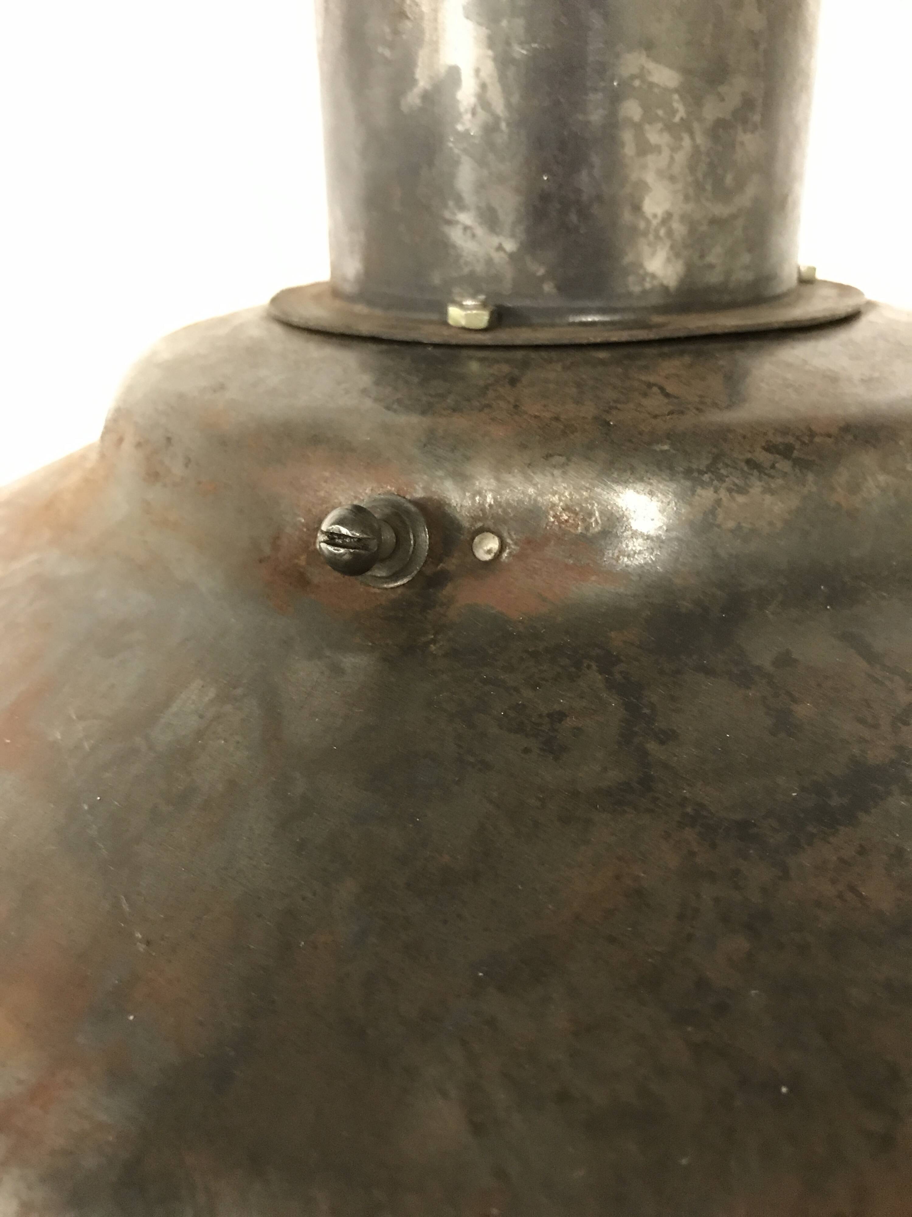 Vintae industrial pendant light with an opaline lamp shade, 1960s