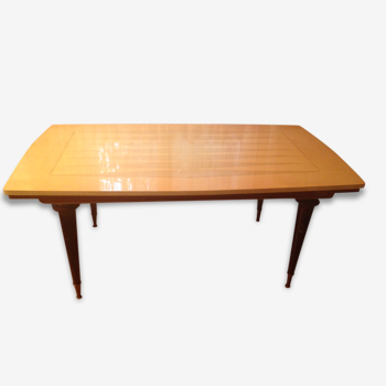 Large clear varnish wooden table